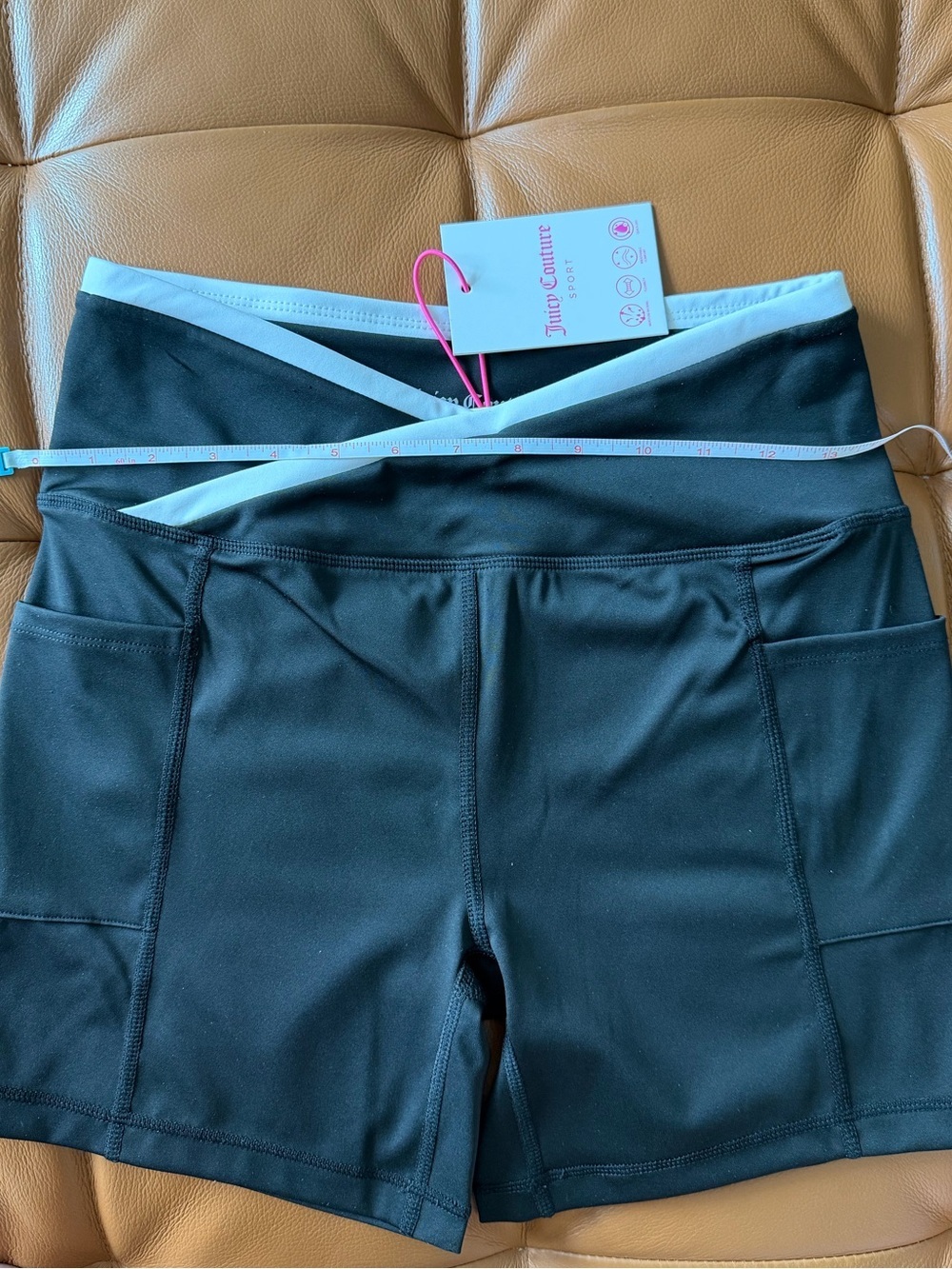 🖤Juicy Couture Sport Black Athletic Shorts with White Blue Waistband. NWT - Picture 11 of 15